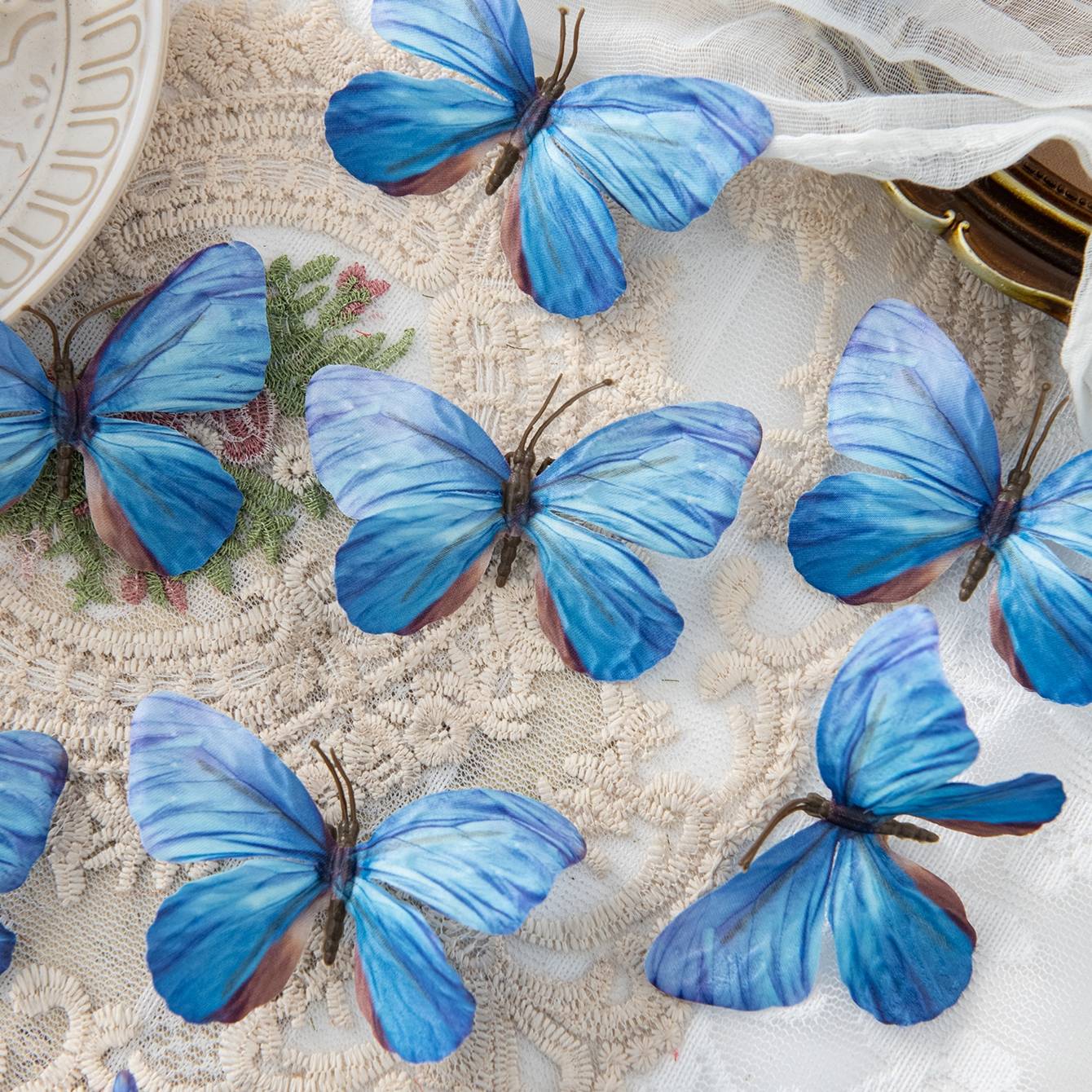 5/10PC Artificial Fake Fluorescent Butterfly Home Room Decor Valentine's Wreath Wedding Bridal Diy Gift Box Accessories Headwear