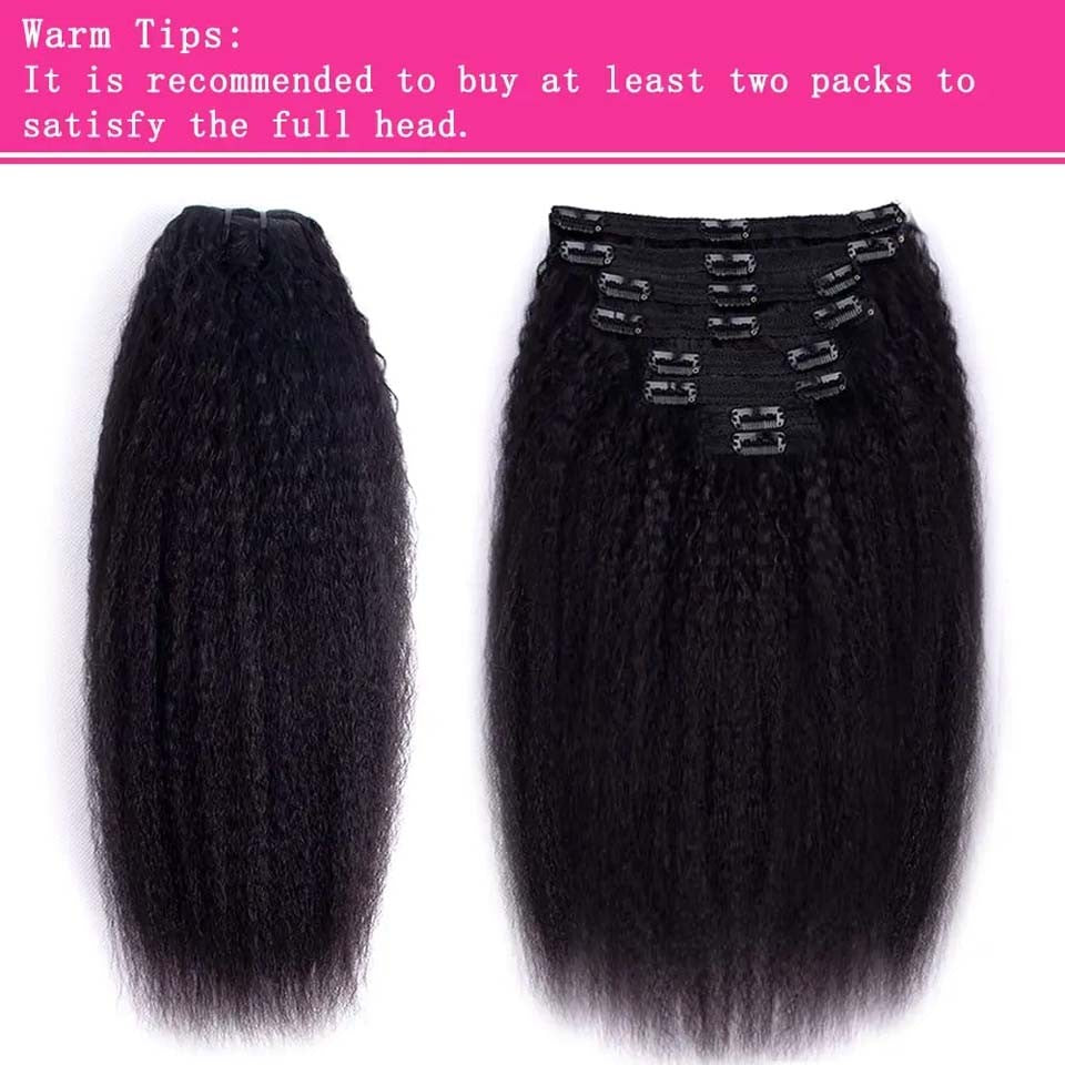 Extensões de Cabelo Humano Cacheado Liso 100% Não Processado Remy Clip-in Extensões de Cabelo com Trama Dupla de Pele Clip-in Para Mulheres Negras