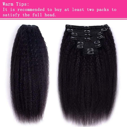 Extensões de Cabelo Humano Cacheado Liso 100% Não Processado Remy Clip-in Extensões de Cabelo com Trama Dupla de Pele Clip-in Para Mulheres Negras