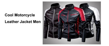 Men PU Leather Jacket Motorcycle Fashion Slim Fit Leather Coat Male Solid Turn-Down Collar Motorcycle Outwear Streetwear 4XL
