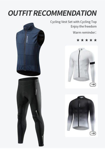 WOSAWE Cycling Jersey Set Winter Spring Vest Pants Sleeveless MTB Bicycle Clothing Warm Bike Jackets Thermal Fleece Suit