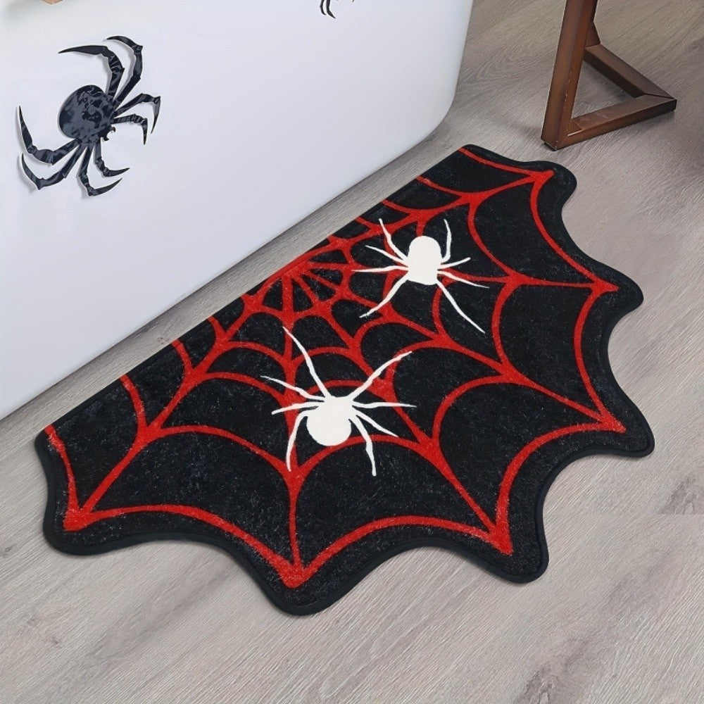 Trendy Crystal Velvet Halloween Door Mat Ghost Pumpkin Absorbent Floor Mat Wear-resistant Non-slip Ghost Rug for Halloween