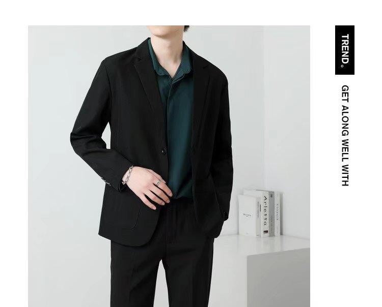 Men Suit Jackets Blazer Coat Slim Fit Smart Casual Autumn New Fashion Clothing Two Buttons Solid Color Korean Black/Khaki/Coffee