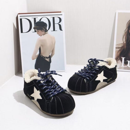 2025 New Winter Women's Sneakers Fleece-lined Flats Dexun Women Shoes Plush, Leisure Shoes Stylish, Non-slip Female Shoes 1417