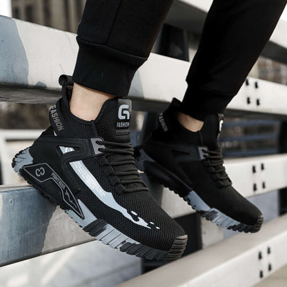 Steel Toe Anti-smash  Anti-Puncture Safety Shoes Men Lightweight Slip Resistant Work Shoes Comfortable Breathable Work Boots Men