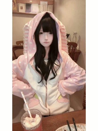 American Vintage Japanese Jacket Hooded Women 2025 Autumn Cotton Coats Outwear Design Subculture Gothic Sweatshirts Harajuku