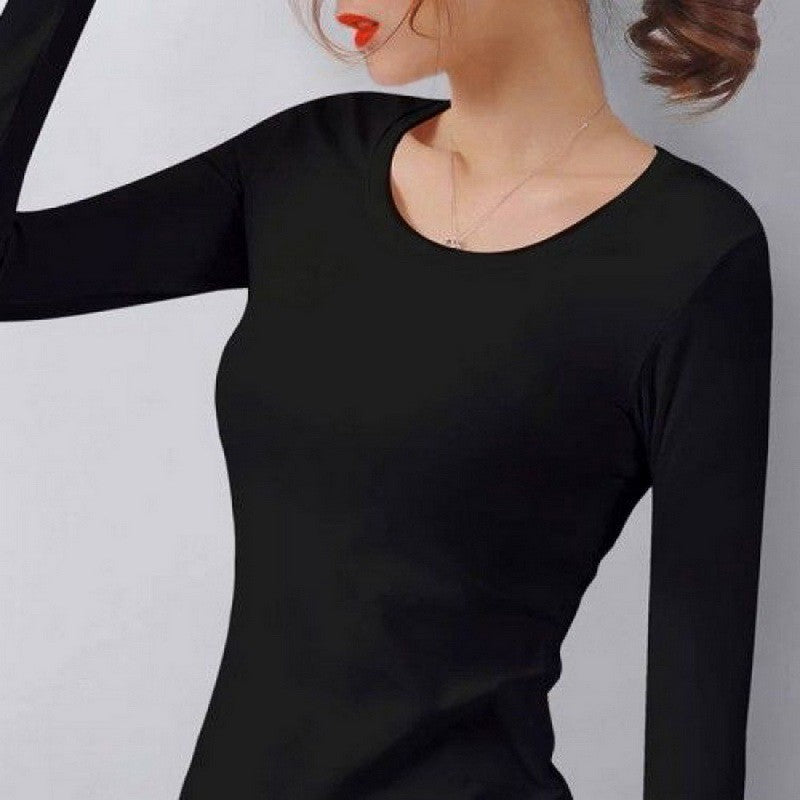 Women Thermal Underwear Winter Turtleneck Bottom Shirt Solid Semi High Collar Long Sleeve Basic T-Shirt Heating Fiber Pullovers