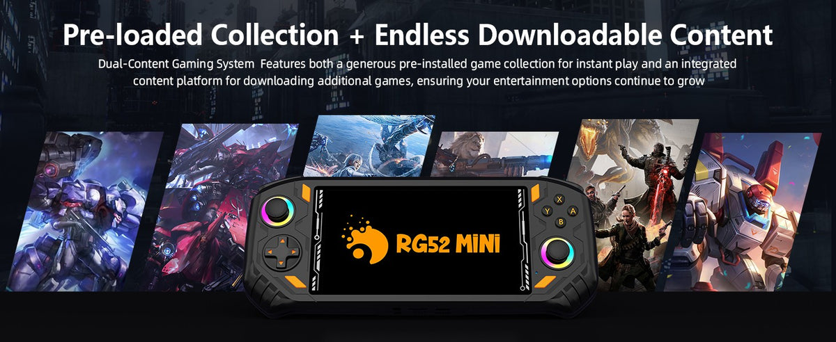 RG52 Mini Retro Handheld Game Console 5.5 Inch IPS Screen EmuELEC&RGBOX Dual System 22000+ Games WIFI Playing Potable Video Game