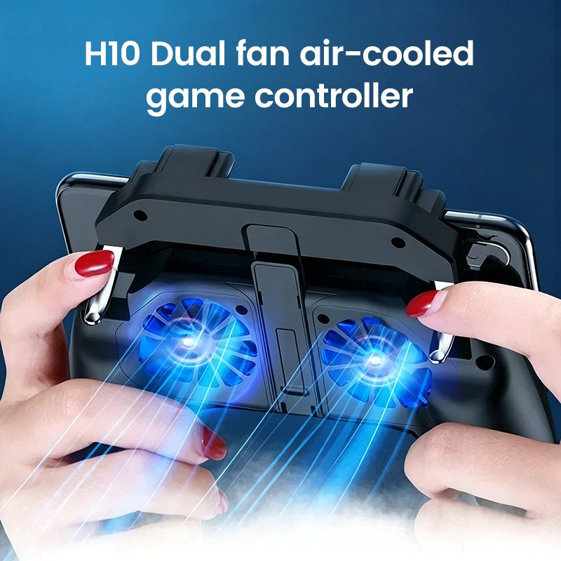 H10 4 Fingers Mobile Phone Game Handle with Radiator Aim Shooting Gamepad Joystick Controller for IOS Android Gaming Accessories
