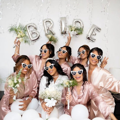 100-10Pcs DIY Wedding Sunglasses Personalised Heart Sunglasses with Pen Bachelorette Party Glasses Bridesmaid Gifts for Guests