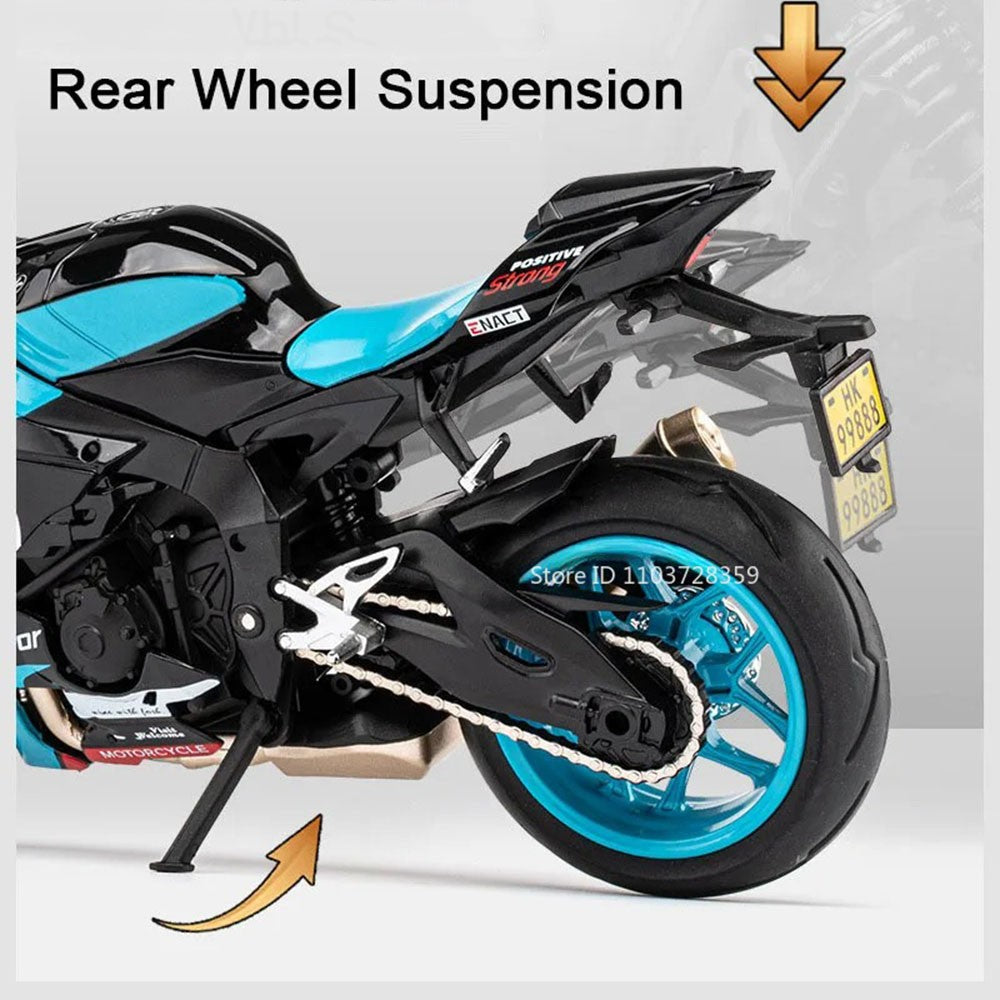 1:12 R1M R1 Modelo de Moto Brinquedos Liga Fundida Motocicletas em Miniatura Som Luz Amortecimento Simulação Motocicletas Presentes