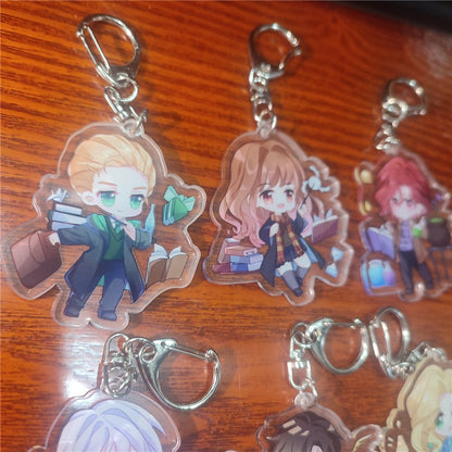 Anime Harry Potter Hermione Granger Rony Weasley Draco Malfoy Cosplay Chaveiro de Acrílico Pingente Acessórios de Halloween Presente