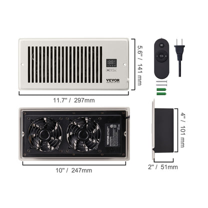 SucceBuy Booster Fan 4x12in Duct Fan 100CFM 10 Adjustable Speeds with LCD Smart Controller for Wall and Floor
