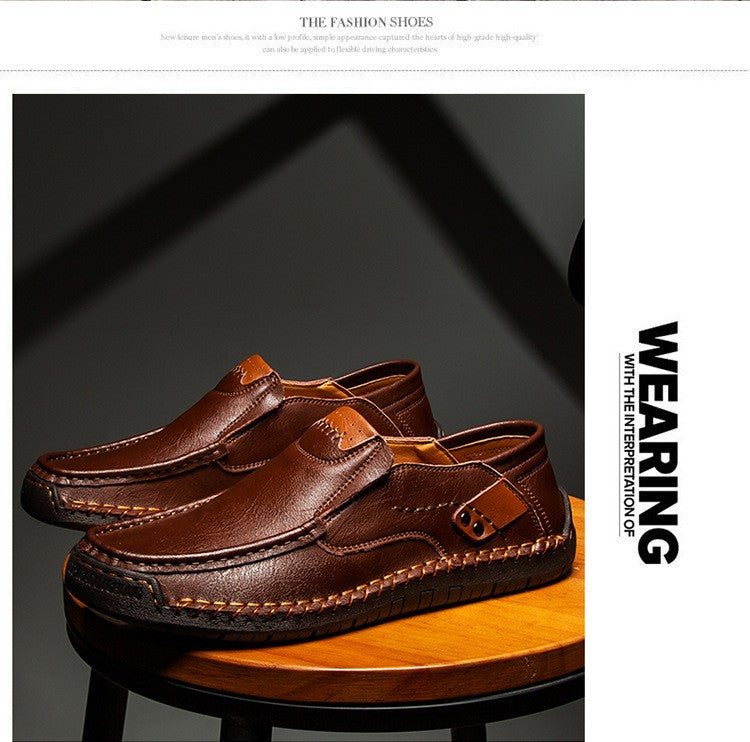 Novos Sapatos Masculinos de Couro Feitos à Mão Casuais Confortáveis Mocassins Masculinos de Couro Slip On Sapatilhas Masculinas Venda Quente Calçados para Caminhada ao Ar Livre
