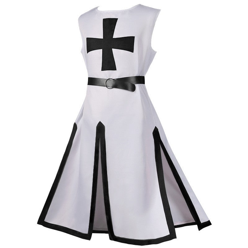 2025 Euro-American Halloween Medieval Knights Templar Cos Robe with Belt with Men & Women,Ball Party Performance Costume Unisex