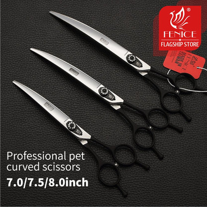 Tesoura Curva Profissional de Tosa para Cães Fenice Up&Down Tesouras 7/7.5/8.0 polegadas tesoura cachorro