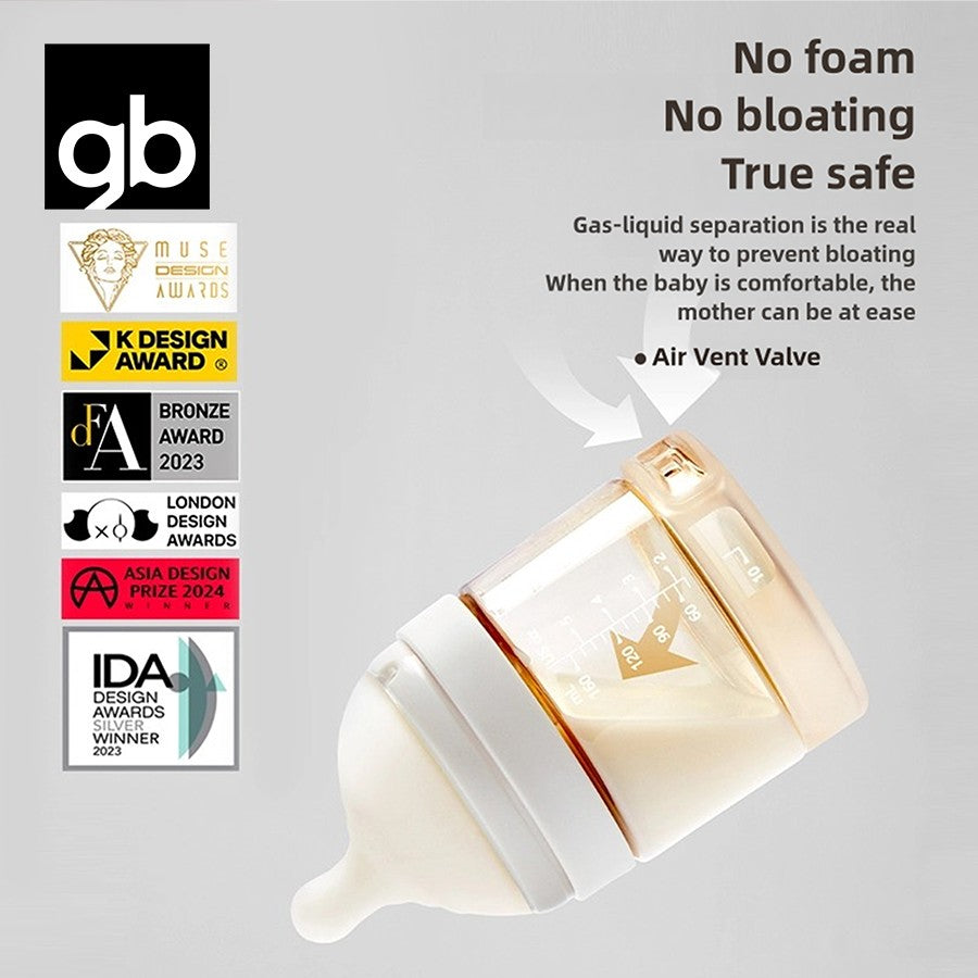gb PPSU Baby Bottles 3 Sizes, Liquid Separation Tech, 7FB Breast-like Nipple & V-Valve Straw, No Spit-Up, BPA-Free