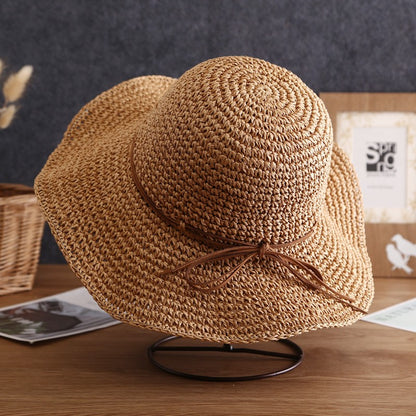Summer Beach Korean Straw Hat for Women Visor Bucket Hat Hand Weaving Panama Girl Fishing Chapeau Sun Hats for Women