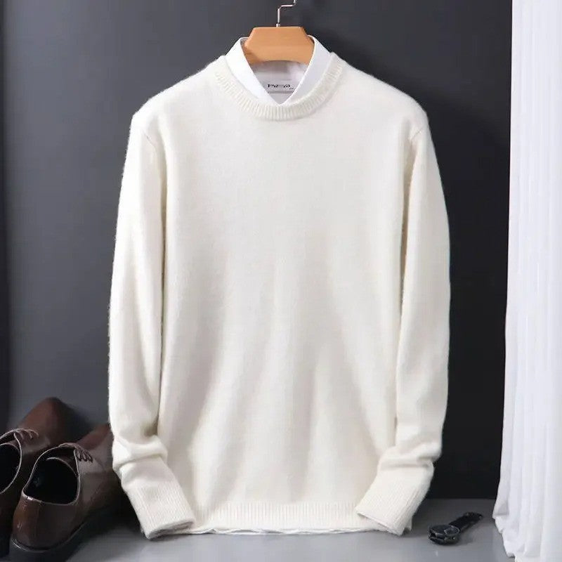 Men's Wool Cashmere Sweater O-Neck Pullovers Knitted Sweaters Autumn Winter Long Sleeve High-End Jumpers Tops Knitwear Male 3XL