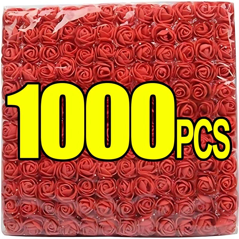1000x Artificial Red Foam Rose Heads DIY Teddy Bear Rose Flowers Head Bouquet for Wedding Valentine's Day Party Home Decoration
