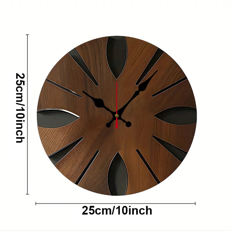 Irregular Shape Wooden Round Silent Hanging Wall Clock, Suitable For Living Room, Office, Study Room, Bedroom, Home Decoration