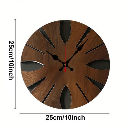 Irregular Shape Wooden Round Silent Hanging Wall Clock, Suitable For Living Room, Office, Study Room, Bedroom, Home Decoration