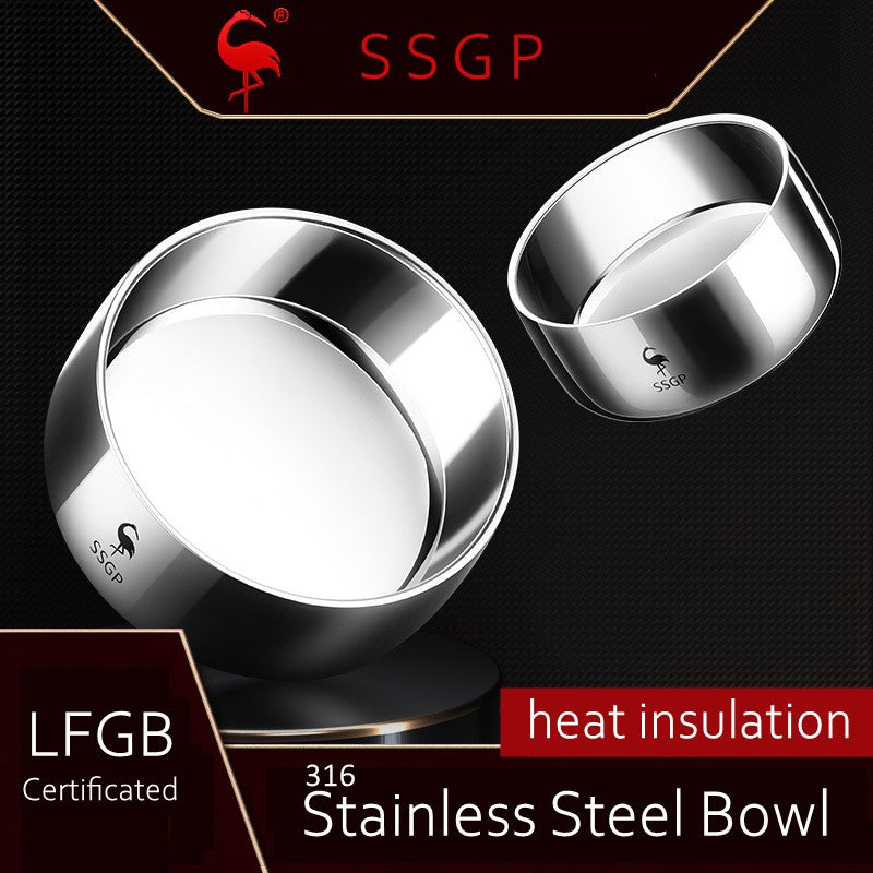 LFGB Certificate 316L Stainless Steel Bowl Heat Insulating Warm Keeping 380ml 526ml Food Container Safe Baby Children Dinnerware