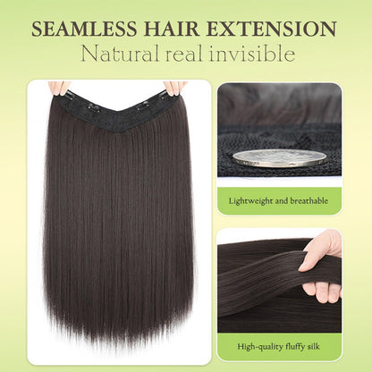 Difei 16-24 inch Synthetic Long Straight Hair Extension Piece Fashion Accessories Women's Clip Hair V-shaped Wig Piece