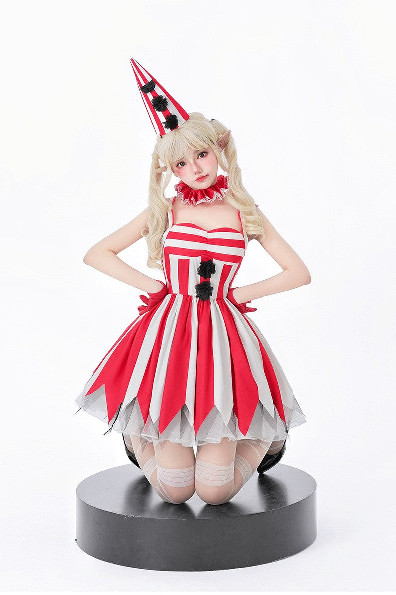 Halloween Cosplay Dress Red Horror Circus Soul Return Doll Costume Gothic Spooky Ladies Fancy Outfit for Party Role Play Dress