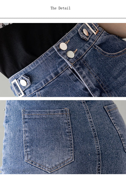 Autumn 2025 Plus Size Skirt For Women High Waist Large Size Slit Black Or Blue Jeans Skirts Korean Fashion Slim Jupe Femme