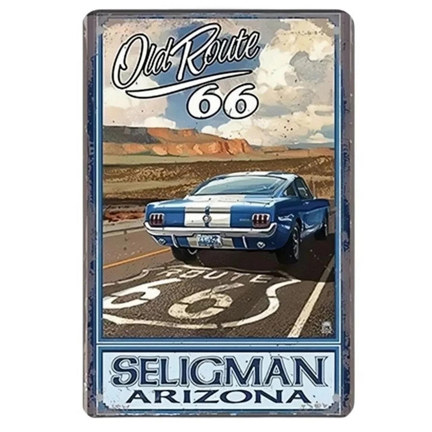 A retro Route 66 neon aluminum sign interesting Route 66 aluminum poster bar decoration restaurant decoration street decoration