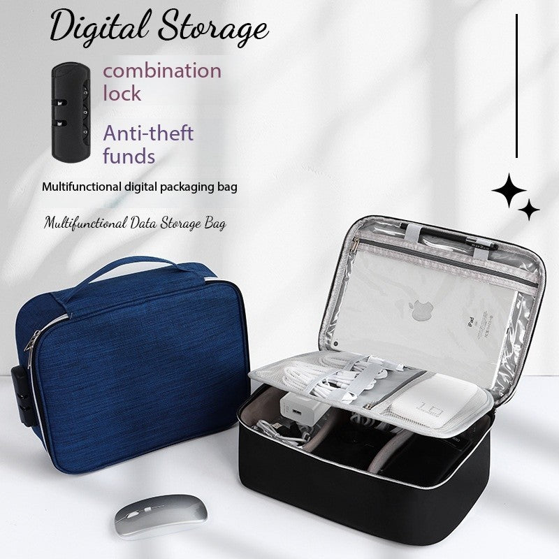 Locking Tech Organizer Bag - Anti-Theft Storage Case with Password Protection for iPad, Laptop Cables & USB Drives