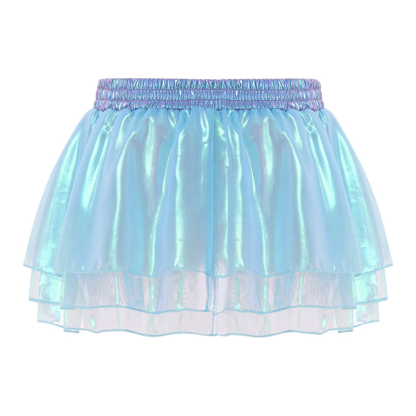 Womens Tiered A-line Pleated Short Skirt Shiny Glitter Skirt for Rave Festival Pole Dance Bar Party Skirt Night Club Costume