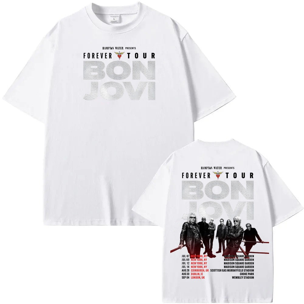 Bon Jovi Grunge Band Forever TOUR 2026 Tee Summer Casual Tshirt 100% Cotton Comfortable High Quality Graphic 100%Cotton Tops