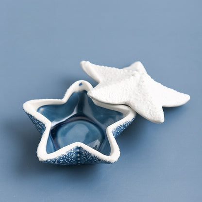 Mediterranean Ceramic Shell Ornaments Living Room Decorations Ocean Jewelry Box Multi-Functional Storage Accessories