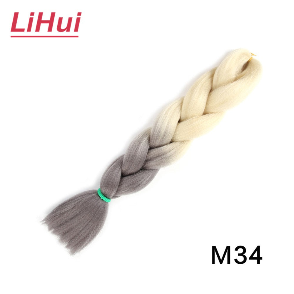 Cabelo Sintético Trança Jumbo 24 Polegadas Ombre Jumbo Extensão de Cabelo para Mulheres Tranças DIY Roxo Rosa Amarelo Cinza Lihu
