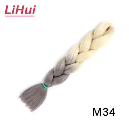 Cabelo Sintético Trança Jumbo 24 Polegadas Ombre Jumbo Extensão de Cabelo para Mulheres Tranças DIY Roxo Rosa Amarelo Cinza Lihu