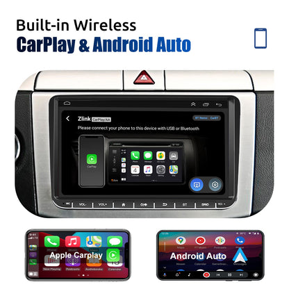 Central Multimídia 9" Android 14 4G+64G Sem Fio Carplay GPS NAVI WIFI RDS FM BT EQ para VW Golf 5 6 Passat Polo Touran Tiguan Caddy EOS