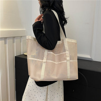 Multipocket Summer Large Beach Bag For Towels Mesh Durable Beach Bag For Toys Waterproof Underwear Pocket Beach Tote Bag