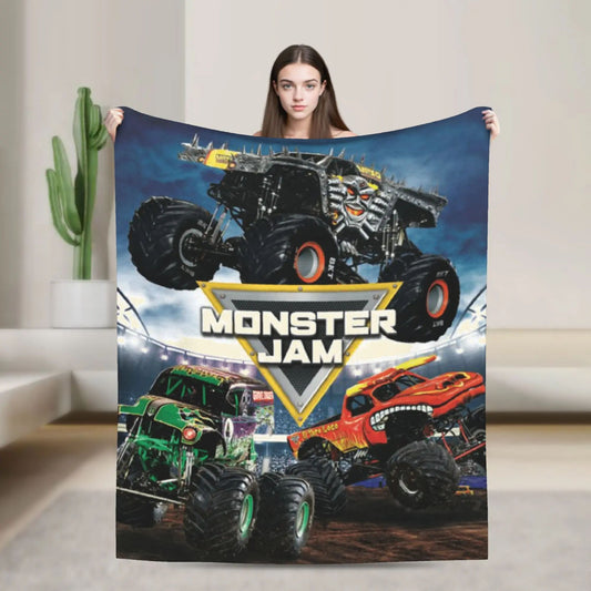 Monster Jam Grave Digger Plush Throw Blanket Warm Fashion Bedspread Outdoor Flannel Cover Kids Bedding