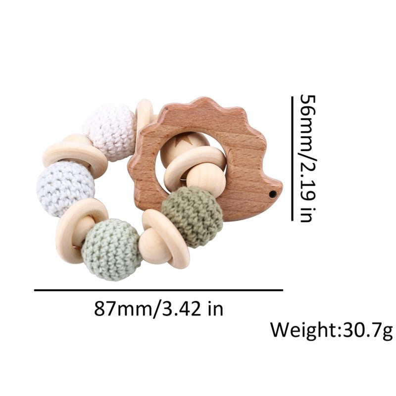 Wooden Rattle Teether Baby Toys Crochet Beads Baby Teether Baby Nursing Bracelet Rattle Chewable Teething Beads For Kids Gifts
