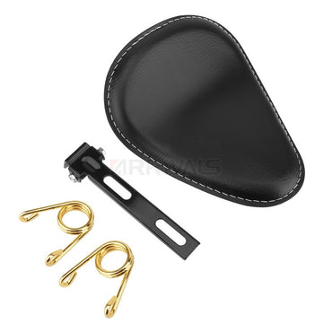 Motorcycle Leather Saddle Seat Retro Black Leather Solo Seat for Harley Custom Chopper Bobber Honda Yamaha Kawasaki Suzuki
