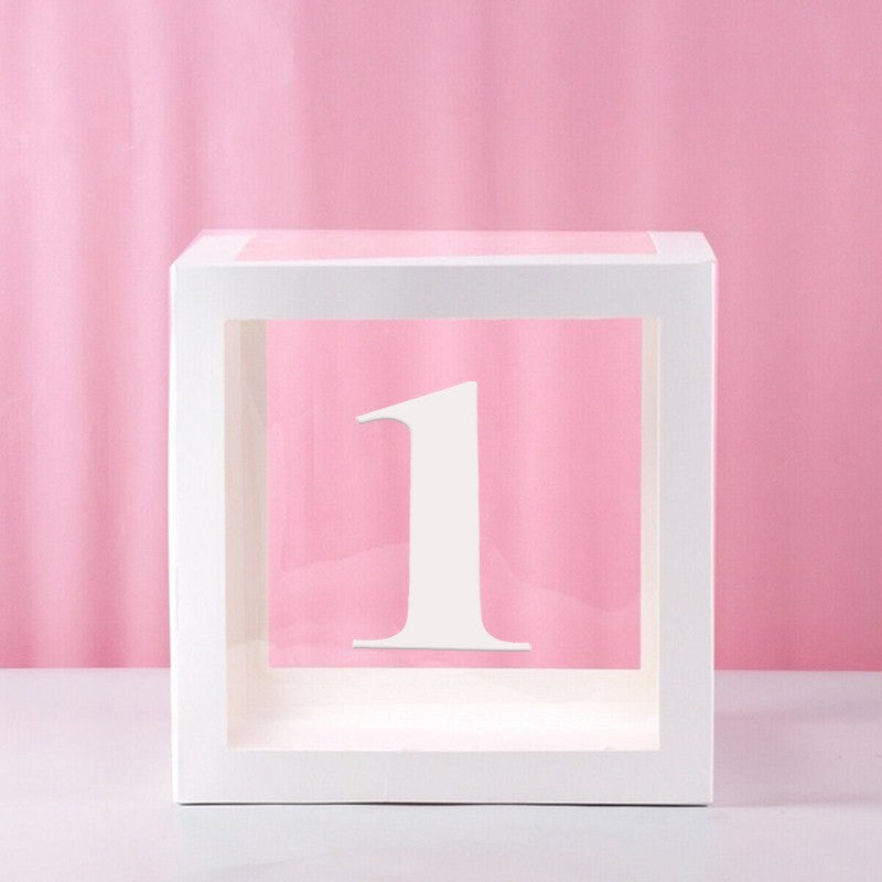 Transparent Letter Balloon Box Baby Shower Decorations Happy Birthday Wedding Decor 1st Birthday Party Supplies Balloon Box