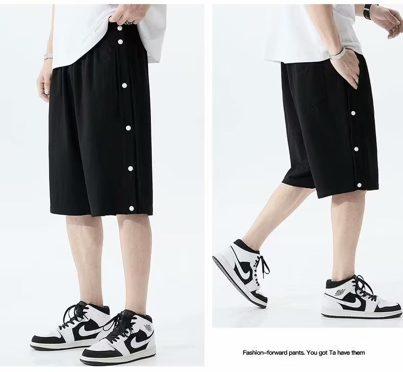 Shorts totalmente abertos para homens no verão em estilo coreano, use calças soltas casuais esportivas de 5 pontos para casais