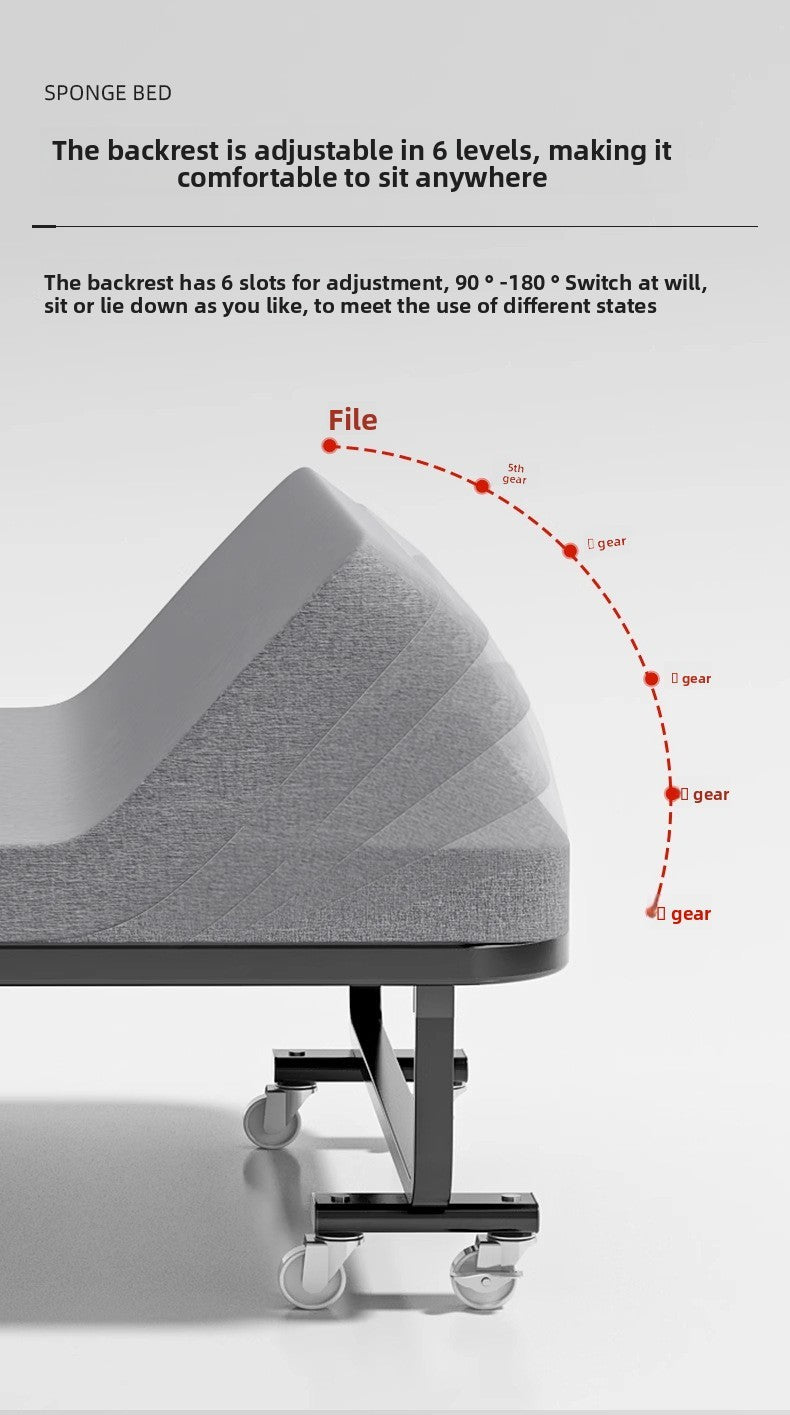 Cama dobrável, cama para pausa para almoço, cadeira para soneca, cama de acampamento portátil doméstica com tábua rígida para acompanhante.