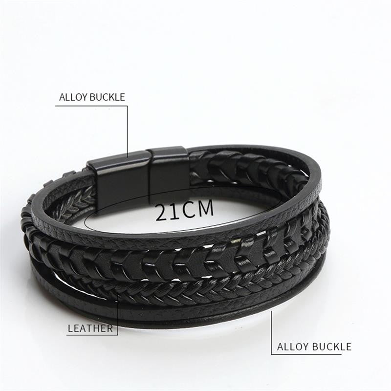 Moda Trançada Corda Tecida Camadas Couro Masculino Pulseiras Punk Metal Magnético Bracelete para Amigo Charme Joias Presentes