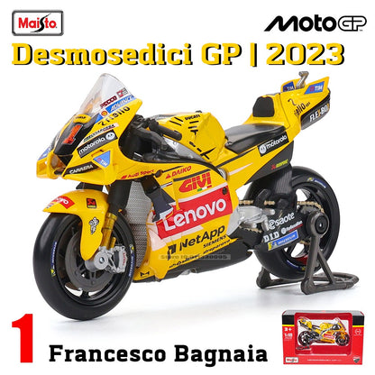 Maisto 1:18 NOVA Ducati Lenovo Team 2023 #1 Bagnaia Campeão Moto GP Corrida motocicleta de liga fundida Modelo de coleção de presente de brinquedo