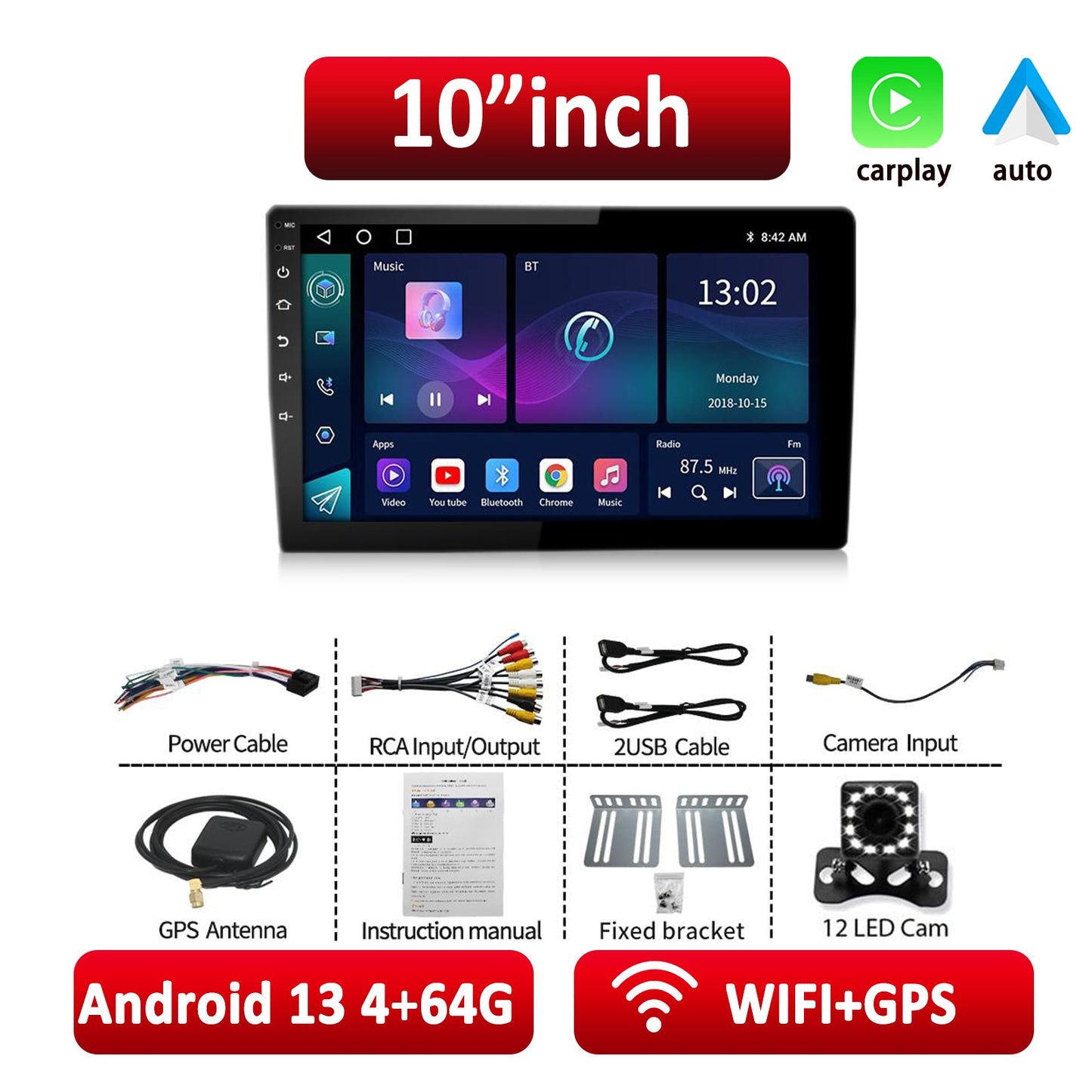 ESSGOO Car Radio Wireless Carplay Android Auto 2 Din 7"/9" GPS Navigator MP5 Player Glass Screen  Wi-Fi FM BT Car Stereo