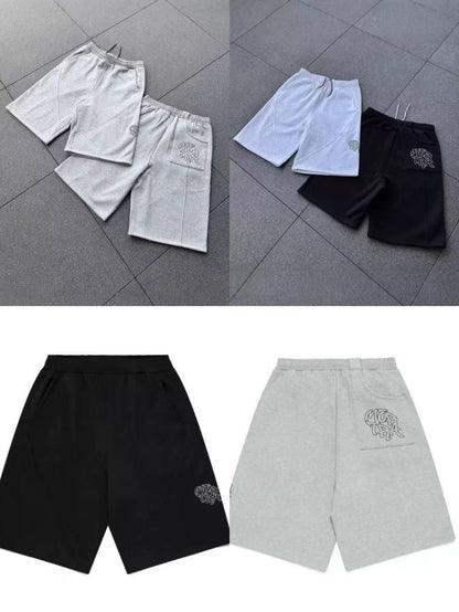 Calções casuais de hip-hop retrô estilo europeu e americano, calças esportivas com logo de marca bordado, unissex, folgadas, perna larga