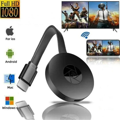 Chromecast Google Sem Fio WiFi Mirascreen HDMI HD Dongle de Tela 1080P Reprodutor de Mídia para iOS Android TV Stick Casa Inteligente 2025